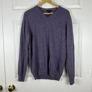 Saks Fifth Avenue Cashmere Sweater Purple V Neck Italy Cozy Luxury Women Large